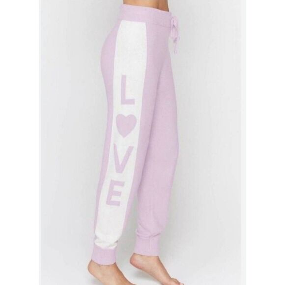 Spiritual Gangster Joggers Sweatpants Womens XS Wool Blend Knit LOVE Graphic New - Picture 1 of 7